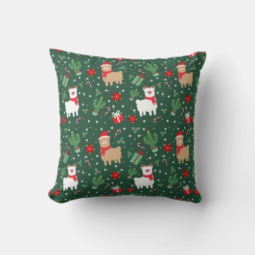 Cute Christmas Alpaca Throw Pillow