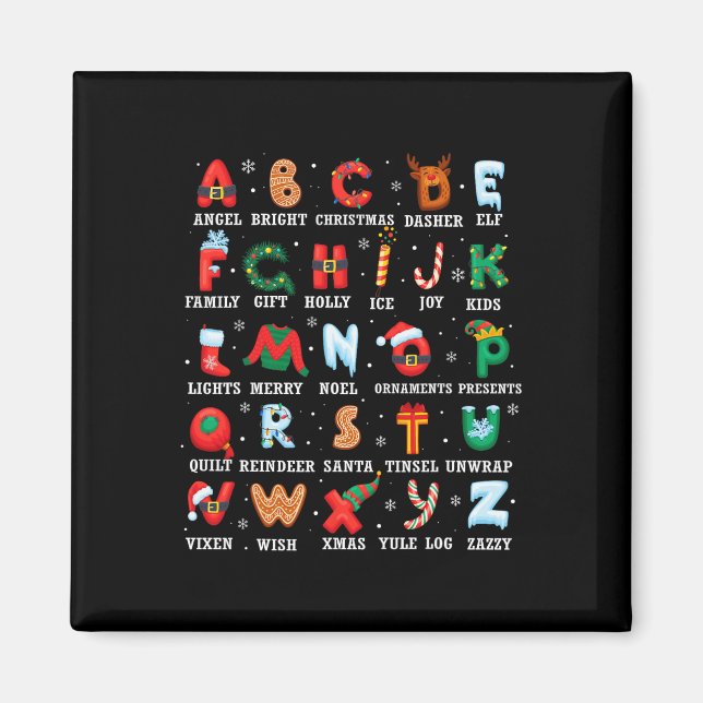 Cute Christmas Alphabet Kindergarten Preschool Tea Magnet (Front)