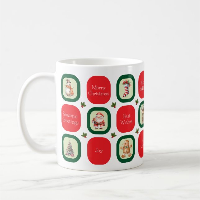Cute Christmas and Holiday Wishes in Squares  Coffee Mug (Left)