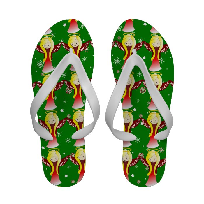 Cute Christmas Angel in red & green Flip Flops