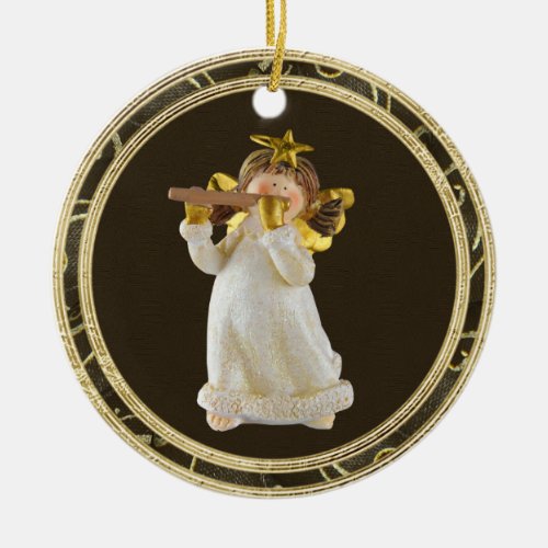 Cute Christmas Angel Playing Flute Ornament