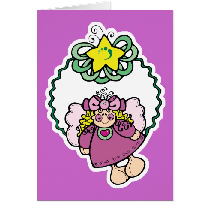 cute christmas angel wreath greeting cards