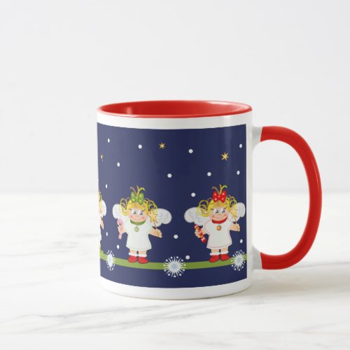 Cute Christmas Angels mug with Name