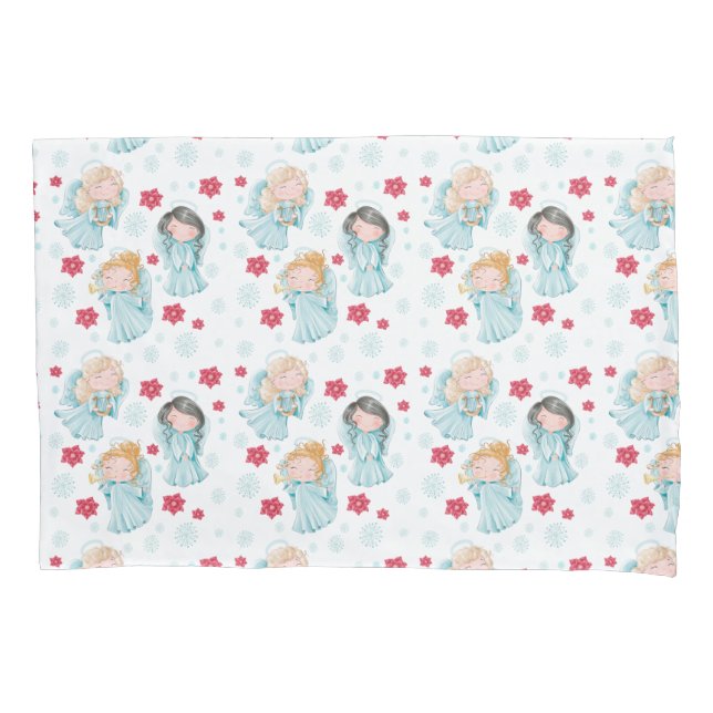 Cute Christmas Angels Pillow Case (Front)