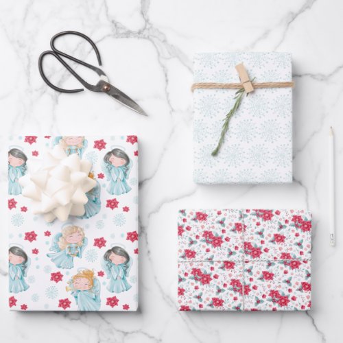 Cute Christmas Angels  Wrapping Paper Sheets