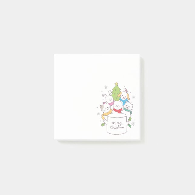 Cute Christmas Animal Friends | Christmas Holidays Post-it Notes (Front)