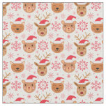 Cute Christmas Animals Cat, bear and reindeer Fabric