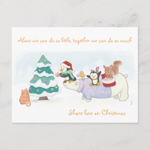 Cute Christmas animals greetings postcard