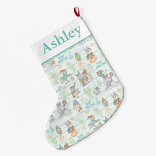 Cute christmas Animals Large Christmas Stocking