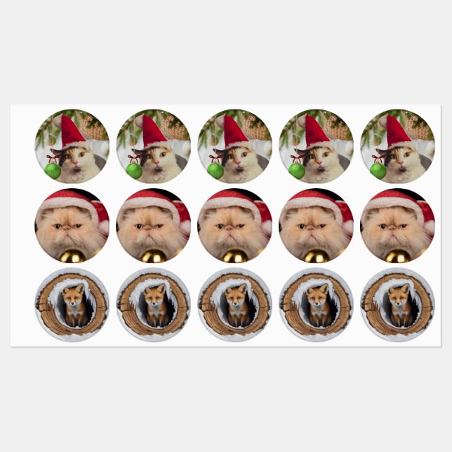 cute Christmas animals mix Labels (Sheet)