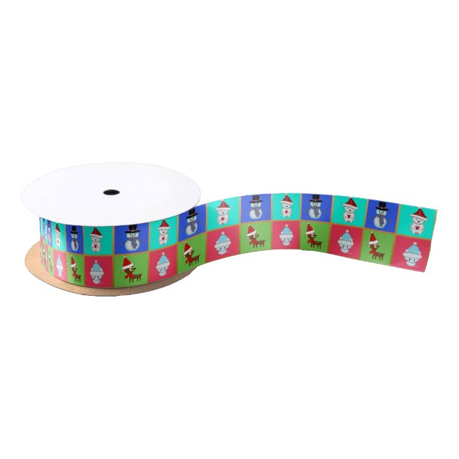 Cute Christmas Animals Satin Ribbon (Spool)