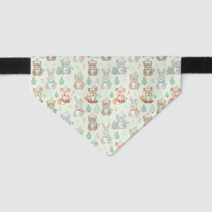 Cute Christmas Animals Seamless Pattern Pet Bandana Collar