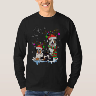 Cute Christmas Australian Shepherd Santa Hats Rein T-Shirt