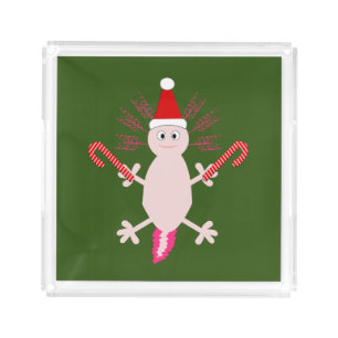 Cute Christmas Axolotl Acrylic Tray