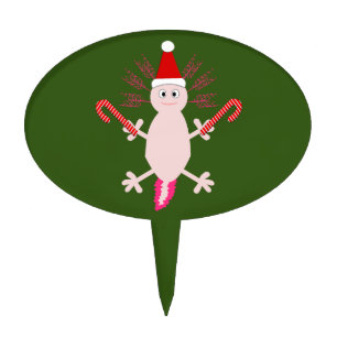 Cute Christmas Axolotl Cake Topper