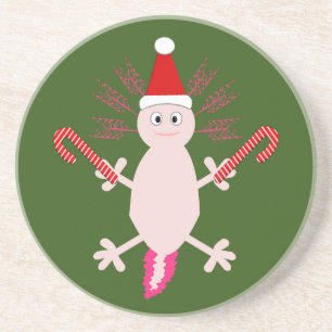 Cute Christmas Axolotl Coaster