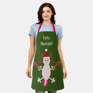 Cute Christmas Axolotl Custom Apron