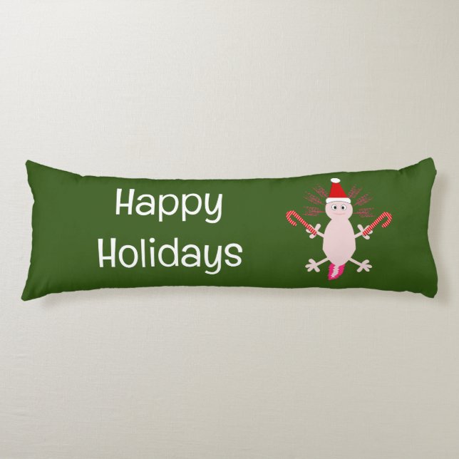 Cute Christmas Axolotl Custom Body Pillow (Front)