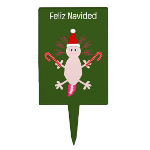 Cute Christmas Axolotl Custom Cake Topper