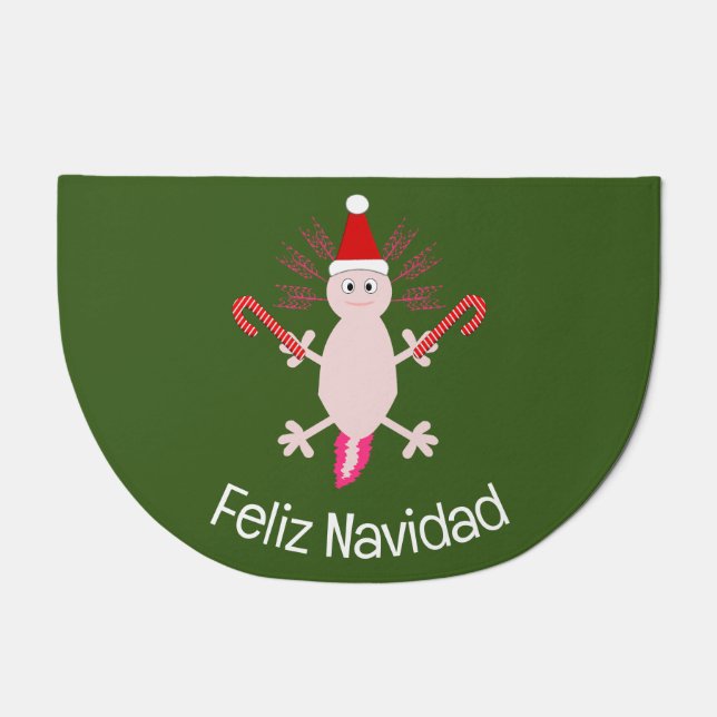 Cute Christmas Axolotl Custom Doormat (Front)
