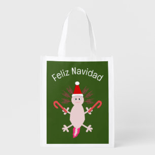 Cute Christmas Axolotl Custom Grocery Bag