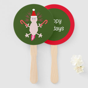 Cute Christmas Axolotl Custom Hand Fan