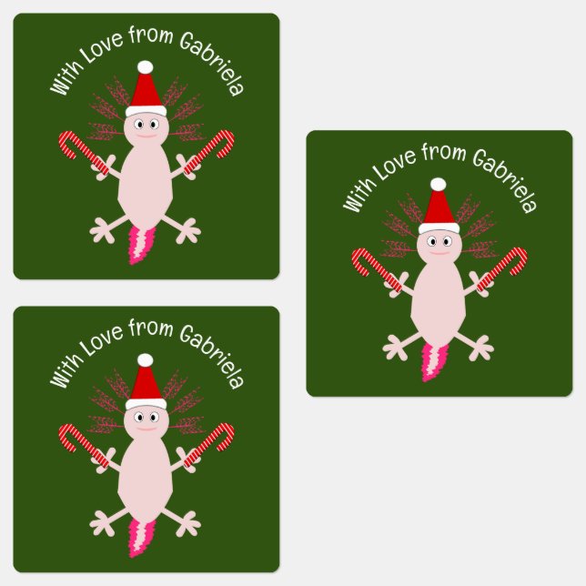 Cute Christmas Axolotl Custom Labels (Group)