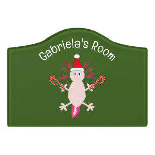 Cute Christmas Axolotl Custom Name Door Sign