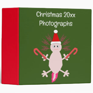 Cute Christmas Axolotl Custom Photo Album 3 Ring Binder