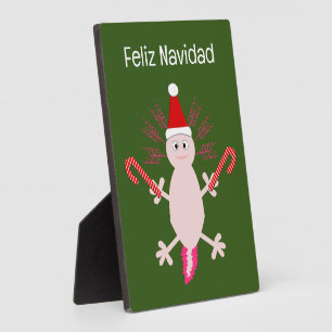 Cute Christmas Axolotl Custom Plaque