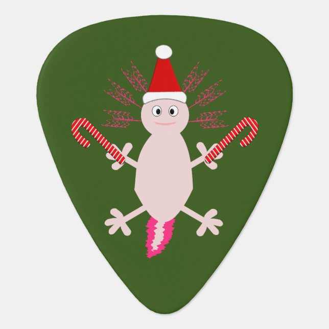 Cute Christmas Axolotl Guitar Pick (Front)