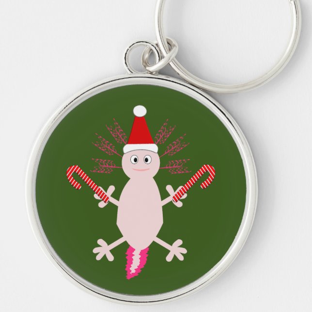 Cute Christmas Axolotl Keychain (Front)