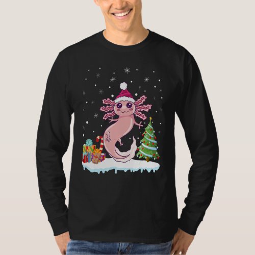 Cute Christmas Axolotl  Kids Women Xmas Axolotl Lo T_Shirt