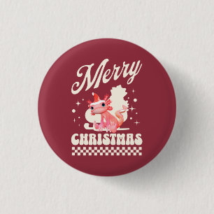 Cute Christmas Axolotl Merry Christmas Button