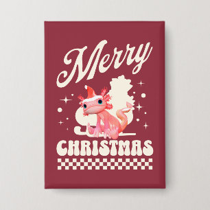 Cute Christmas Axolotl Merry Christmas Button