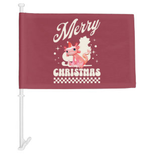Cute Christmas Axolotl Merry Christmas Car Flag