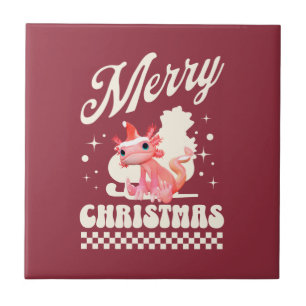 Cute Christmas Axolotl Merry Christmas  Ceramic Tile