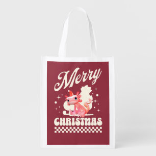 Cute Christmas Axolotl Merry Christmas  Grocery Bag