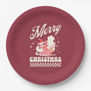Cute Christmas Axolotl Merry Christmas Paper Plates