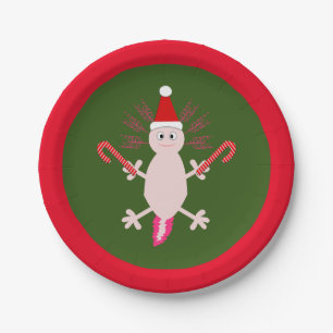 Cute Christmas Axolotl Paper Plates