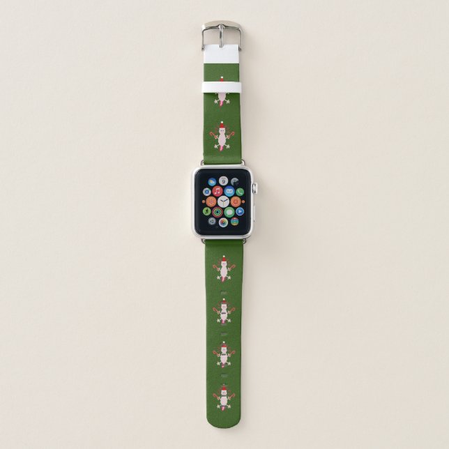 Cute Christmas Axolotl Patterned Apple Watch Band (Front)