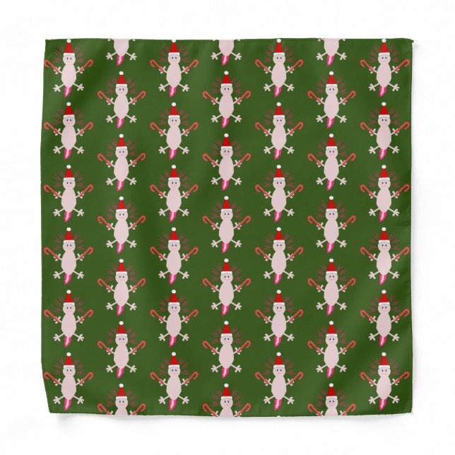Cute Christmas Axolotl Patterned Bandana (Front)