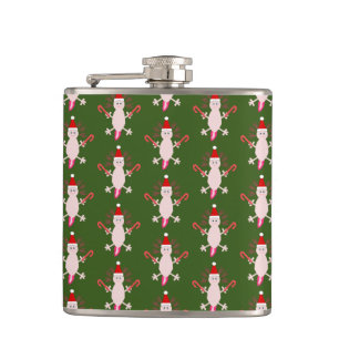 Cute Christmas Axolotl Patterned Flask
