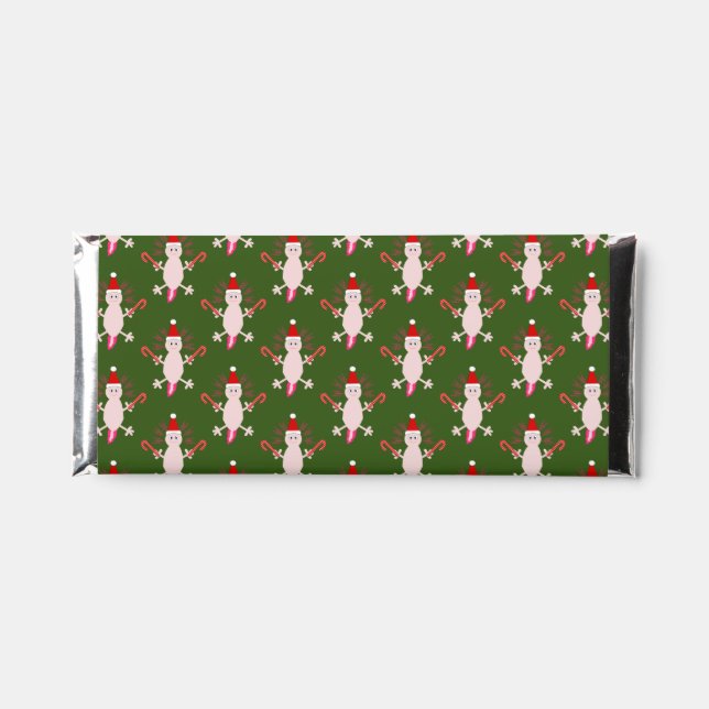 Cute Christmas Axolotl Patterned Hershey Bar Favors (Front)