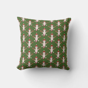 Cute Christmas Axolotl Patterned Outdoor Pillow