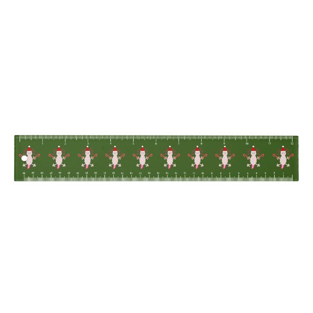 Cute Christmas Axolotl Patterned Ruler (Front)