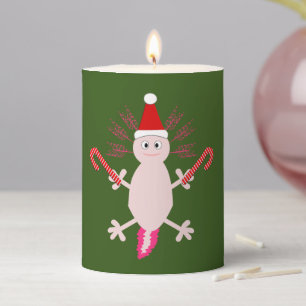 Cute Christmas Axolotl Pillar Candle