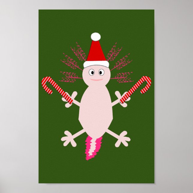 Cute Christmas Axolotl Poster (Front)