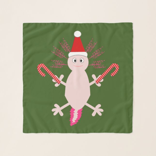 Cute Christmas Axolotl Scarf (Front)