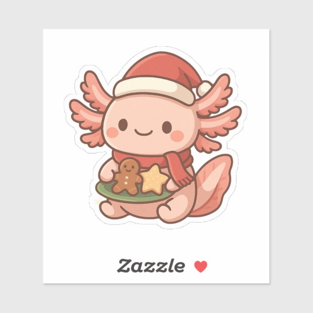 Cute Christmas Axolotl Sticker | Kawaii Holiday  (Sheet)